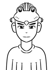 black and white of cute man for coloring
