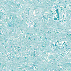 Aegean teal mottled swirl marble nautical texture background. Summer coastal living style home decor. Liquid fluid blue water flow effect dyed textile seamless pattern.
