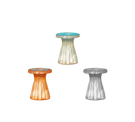 white background texture old round wooden seat