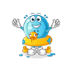 shirt button with duck buoy cartoon. cartoon mascot vector