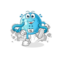 shirt button runner character. cartoon mascot vector