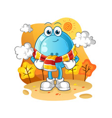 shirt button in the autumn. cartoon mascot vector