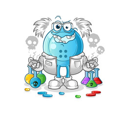 shirt button mad scientist illustration. character vector