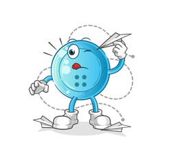 shirt button with paper plane character. cartoon mascot vector