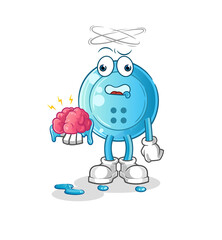shirt button no brain vector. cartoon character