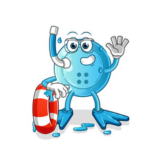 shirt button swimmer with buoy mascot. cartoon vector