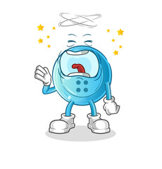 shirt button yawn character. cartoon mascot vector