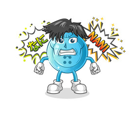 shirt button anime angry vector. cartoon character