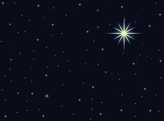 Fototapeta na wymiar Christmas star on dark sky background vector