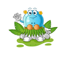 shirt button hawaiian waving character. cartoon mascot vector