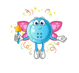 shirt button fairy with wings and stick. cartoon mascot vector