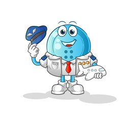 shirt button pilot mascot. cartoon vector