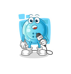 shirt button tv reporter cartoon. cartoon mascot vector