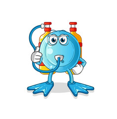 shirt button diver cartoon. cartoon mascot vector