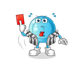 shirt button referee with red card illustration. character vector