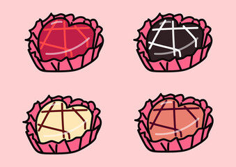 包み紙とか飾りが入ったチョコレートのセット素材