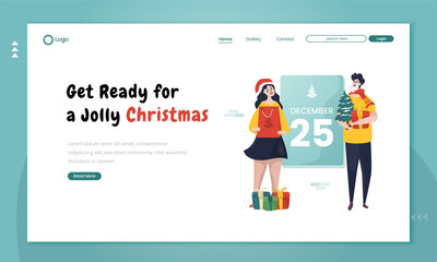 Get ready for jolly Christmas illustration on homepage design