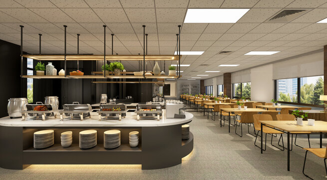 3d render of cafe restaurant interior