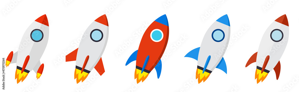 Aufkleber rocket simple icon. spaceship launch vector icon set.