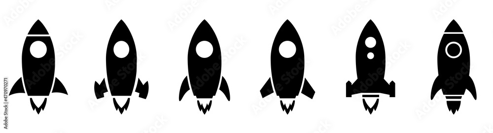 Aufkleber rocket simple icon. spaceship launch vector icon set.