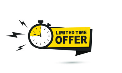 Modern vector banner limited time offer with stop watch