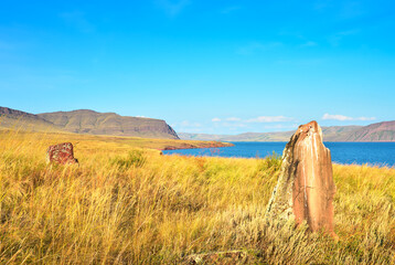Menhirs in the steppes of Khakassia