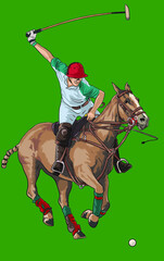 Drawing polo athlete, sport collection art.illustration, vector