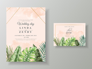 Floral tropical wedding invitation cards