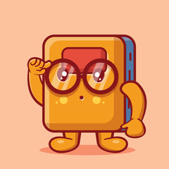 genius book mascot isolated cartoon in flat style