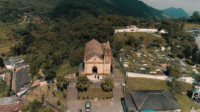 Aerial image of the church of Paranapiacaba
