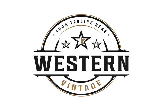 Vintage Retro Western Country Emblem Texas Logo design

