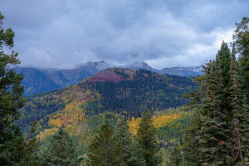 Autumn Color and Dramatic Skies Over the Western Mountains Outside of Durango Colorado
