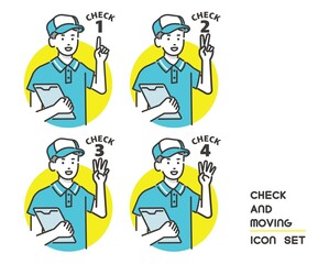 見出しなどに使える引っ越し業者のベクターイラスト素材／引越し／業者／見積／チェック