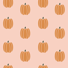 Pumpkin seamless pattern in autumn colors. 