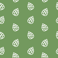 Pine Cones Seamless Pattern on green background