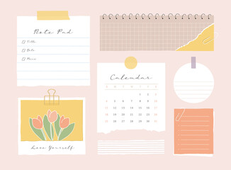 memo template. notes used in a diary or office.