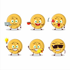 Dalgona candy moon cartoon character with various types of business emoticons