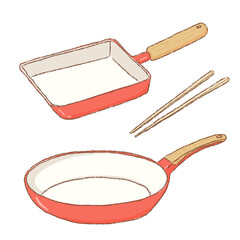 Hand-drawn illustration of frying pan.