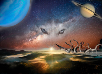 Obraz na płótnie Canvas alien planet in space