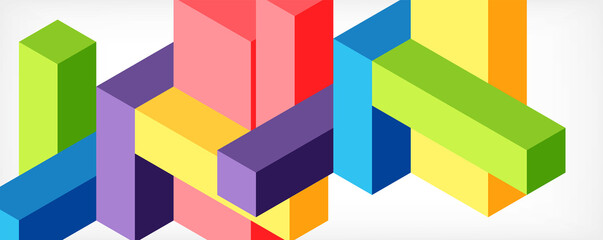 Abstract background. 3d cubes, cubic elements and blocks. Techno or business concept for wallpaper, banner, background, landing page