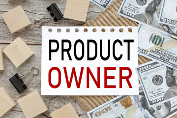 Product Owner. Top view of the texture of expensive wood. wooden blocks near the notebook