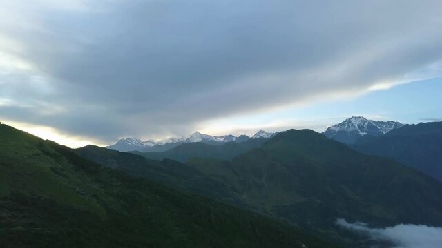 Clouds over the mountains in Munsiyari, Uttarakhand, India
