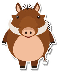 Chubby boar animal cartoon sticker