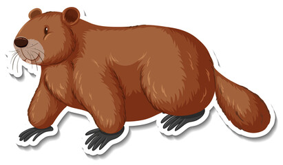 Beaver wild animal cartoon sticker