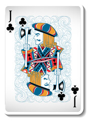 Jack of Clubs Playing Card Isolated