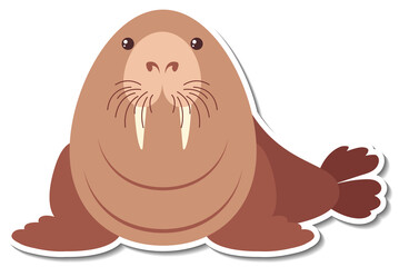 Chubby walrus animal cartoon sticker