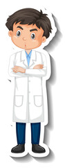 Fototapeta premium Scientist student boy cartoon character sticker