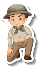 Boy wear safari outfit cartoon character sticker
