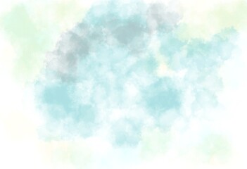 abstract watercolor hand painted background. Hand painted brush stroke painting of white clouds in blue, yelllow sky. Watercolor stain with hand paint, cloudy pattern on watercolor paper.