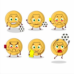 Dalgona candy pentagon cartoon character working as a Football referee